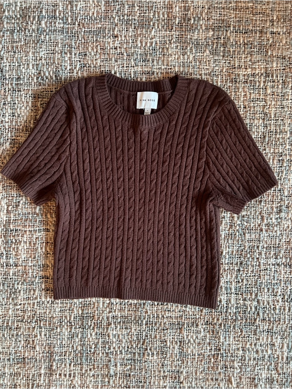 Pink Rose Short Sleeve Sweater